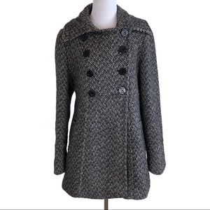 GUESS Herringbone Black/White Swing Pea Coat XL